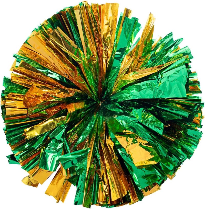 Anderson's Metallic Green & Gold Foil Baton School Spirit Shakers, Cheerleader Pom Poms, Football, Basketball, Homecoming Squad, Team, Party, Dance, Club, Performance, Fan Celebration Pack of 2 - Image 1